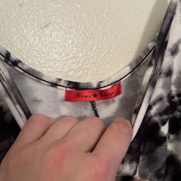 Roma Concept Grayscale Tie Dye Bodysuit Sleeveless Playsuit Boho Festival- Small - Picture 8 of 8